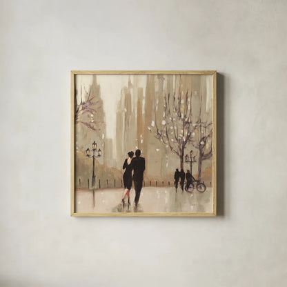 An Evening Out Neutral Crop by Julia Purinton. Shown in a natural wood glass frame for a timeless modern aesthetic. Available as an archival giclee rolled canvas, fine art paper, or poster print. SKU 17787a.