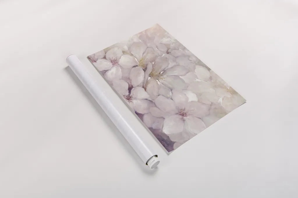 Apple Blossoms by Julia Purinton. shown as a rolled paper print. Available as archival giclee rolled canvas, fine art paper, or poster print. SKU 30709i.