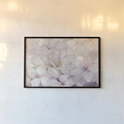 Apple Blossoms by Julia Purinton. shown as a paper print in a black flame. Available as a archival giclee rolled canvas, fine art paper, or poster print. SKU 30709i.