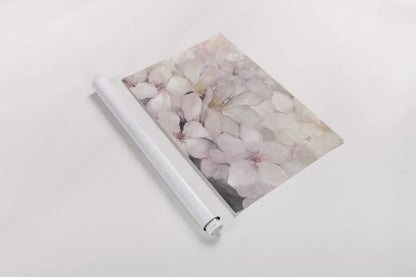 Apple Blossoms Dark Gray by Julia Purinton. shown as a rolled paper print. Available as archival giclee rolled canvas, fine art paper, or poster print. SKU 52506i.