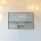 Ashore by Julia Purinton. shown as a paper print in a natural frame. Available as a archival giclee rolled canvas, fine art paper, or poster print. SKU 68555i.