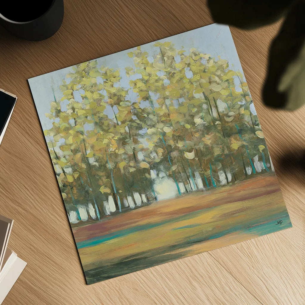 Aspen Grove I by Julia Purinton. Shown as a detailed flat fine art print, highlighting archival giclee quality. Available as an archival giclee rolled canvas, fine art paper, or poster print. SKU 15350a.