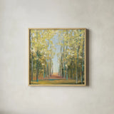 Aspen Grove II by Julia Purinton. Shown in a natural wood glass frame for a timeless modern aesthetic. Available as an archival giclee rolled canvas, fine art paper, or poster print. SKU 15351a.