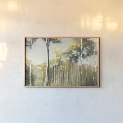 Aspen Reverie by Julia Purinton. shown as a paper print in a natural frame. Available as a archival giclee rolled canvas, fine art paper, or poster print. SKU 17111i.