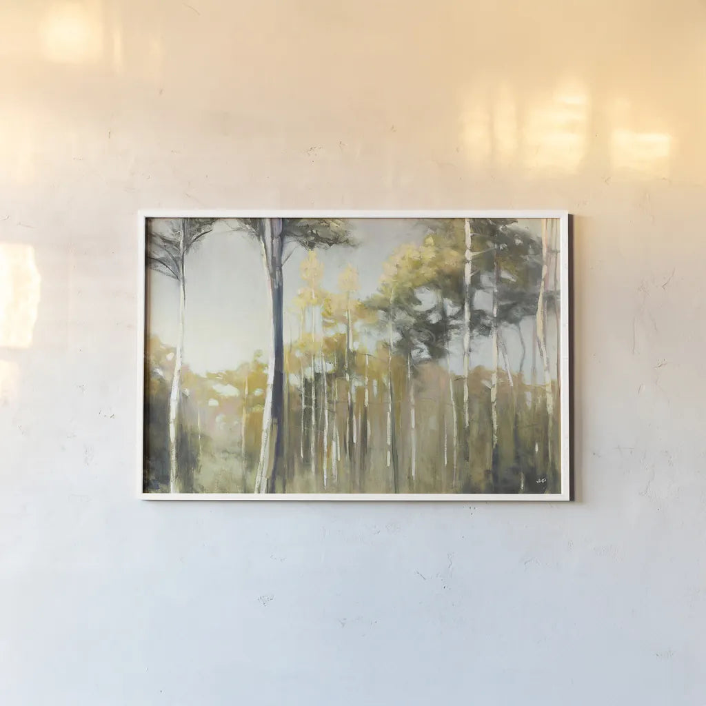 Aspen Reverie by Julia Purinton. shown as a paper print in a white frame. Available as a archival giclee rolled canvas, fine art paper, or poster print. SKU 17111i.