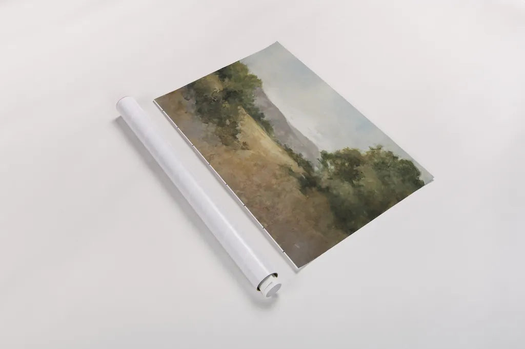 August Fields Gray by Julia Purinton. shown as a rolled paper print. Available as archival giclee rolled canvas, fine art paper, or poster print. SKU 81187i.