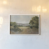 August Fields Gray by Julia Purinton. shown as a paper print in a white frame. Available as a archival giclee rolled canvas, fine art paper, or poster print. SKU 81187i.