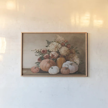 Autumn Bounty by Julia Purinton. shown as a paper print in a natural frame. Available as a archival giclee rolled canvas, fine art paper, or poster print. SKU 96696i.