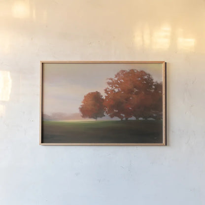 Autumn Glow by Julia Purinton. shown as a paper print in a natural frame. Available as a archival giclee rolled canvas, fine art paper, or poster print. SKU 57711i.