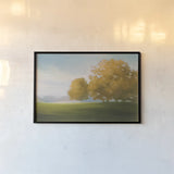 Autumn Glow Gold by Julia Purinton. shown as a paper print in a black flame. Available as a archival giclee rolled canvas, fine art paper, or poster print. SKU 62630i.