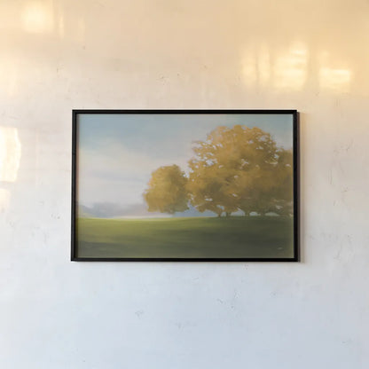 Autumn Glow Gold by Julia Purinton. shown as a paper print in a black flame. Available as a archival giclee rolled canvas, fine art paper, or poster print. SKU 62630i.