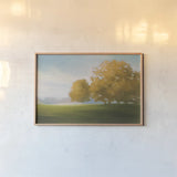 Autumn Glow Gold by Julia Purinton. shown as a paper print in a natural frame. Available as a archival giclee rolled canvas, fine art paper, or poster print. SKU 62630i.