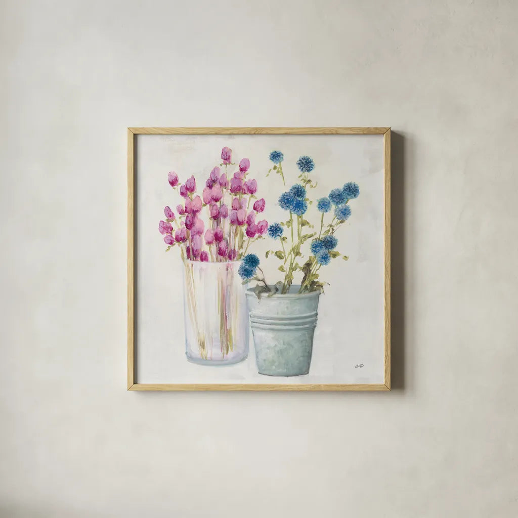 Autumn Greenhouse IV by Julia Purinton. Shown in a natural wood glass frame for a timeless modern aesthetic. Available as an archival giclee rolled canvas, fine art paper, or poster print. SKU 70763a.