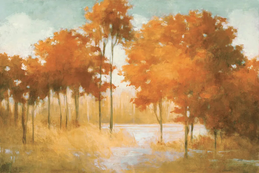 Autumn Lake Orange by Julia Purinton. SKU 68782i. Archival Giclee Fine art print for wall decor.