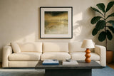 Autumn Reflection by Julia Purinton. Displayed in a glass frame with matte in a clean modern living room. Available as an archival giclee rolled canvas, fine art paper, or poster print. SKU 71916a.