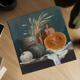 Autumn Still Life by Julia Purinton. Shown as a detailed flat fine art print, highlighting archival giclee quality. Available as an archival giclee rolled canvas, fine art paper, or poster print. SKU 87344a.