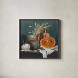 Autumn Still Life by Julia Purinton. Shown in a sleek black glass frame for a contemporary gallery look. Available as an archival giclee rolled canvas, fine art paper, or poster print. SKU 87344a.