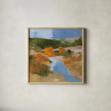 Autumn in the West Sq by Julia Purinton. Shown in a natural wood glass frame for a timeless modern aesthetic. Available as an archival giclee rolled canvas, fine art paper, or poster print. SKU 65154a.