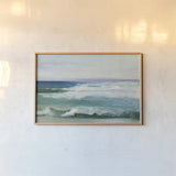 Azure Ocean by Julia Purinton. shown as a paper print in a natural frame. Available as a archival giclee rolled canvas, fine art paper, or poster print. SKU 34631i.