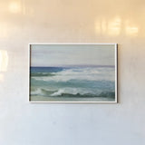 Azure Ocean by Julia Purinton. shown as a paper print in a white frame. Available as a archival giclee rolled canvas, fine art paper, or poster print. SKU 34631i.
