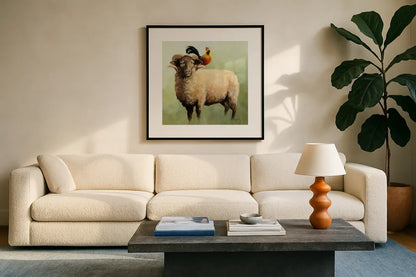 BFF I Crop by Julia Purinton. Displayed in a glass frame with matte in a clean modern living room. Available as an archival giclee rolled canvas, fine art paper, or poster print. SKU 36178a.