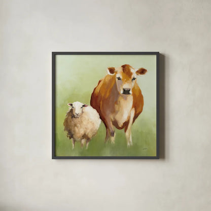 BFF II by Julia Purinton. Shown in a sleek black glass frame for a contemporary gallery look. Available as an archival giclee rolled canvas, fine art paper, or poster print. SKU 36179a.