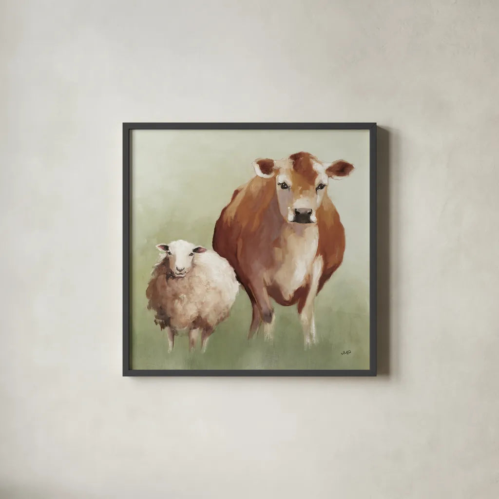 BFF II Light by Julia Purinton. Shown in a sleek black glass frame for a contemporary gallery look. Available as an archival giclee rolled canvas, fine art paper, or poster print. SKU 89472a.