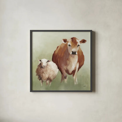 BFF II Light by Julia Purinton. Shown in a sleek black glass frame for a contemporary gallery look. Available as an archival giclee rolled canvas, fine art paper, or poster print. SKU 89472a.