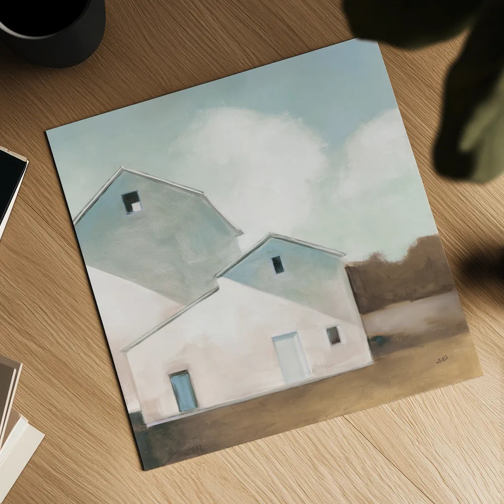 Barn Shadows Neutral by Julia Purinton. Shown as a detailed flat fine art print, highlighting archival giclee quality. Available as an archival giclee rolled canvas, fine art paper, or poster print. SKU 78757a.
