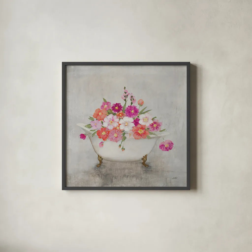 Bathing Beauty by Julia Purinton. Shown in a sleek black glass frame for a contemporary gallery look. Available as an archival giclee rolled canvas, fine art paper, or poster print. SKU 83499a.