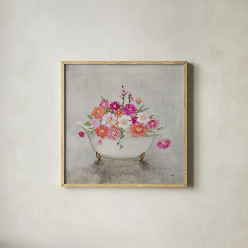 Bathing Beauty by Julia Purinton. Shown in a natural wood glass frame for a timeless modern aesthetic. Available as an archival giclee rolled canvas, fine art paper, or poster print. SKU 83499a.