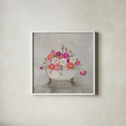 Bathing Beauty by Julia Purinton. Shown in a crisp white glass frame for a clean and minimalist style. Available as an archival giclee rolled canvas, fine art paper, or poster print. SKU 83499a.