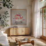 Bathing Beauty by Julia Purinton. Shown in a natural wood frame in a cozy modern living room. Available as an archival giclee rolled canvas, fine art paper, or poster print. SKU 83499a.