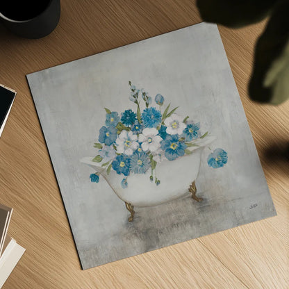 Bathing Beauty Blue by Julia Purinton. Shown as a detailed flat fine art print, highlighting archival giclee quality. Available as an archival giclee rolled canvas, fine art paper, or poster print. SKU 83760a.