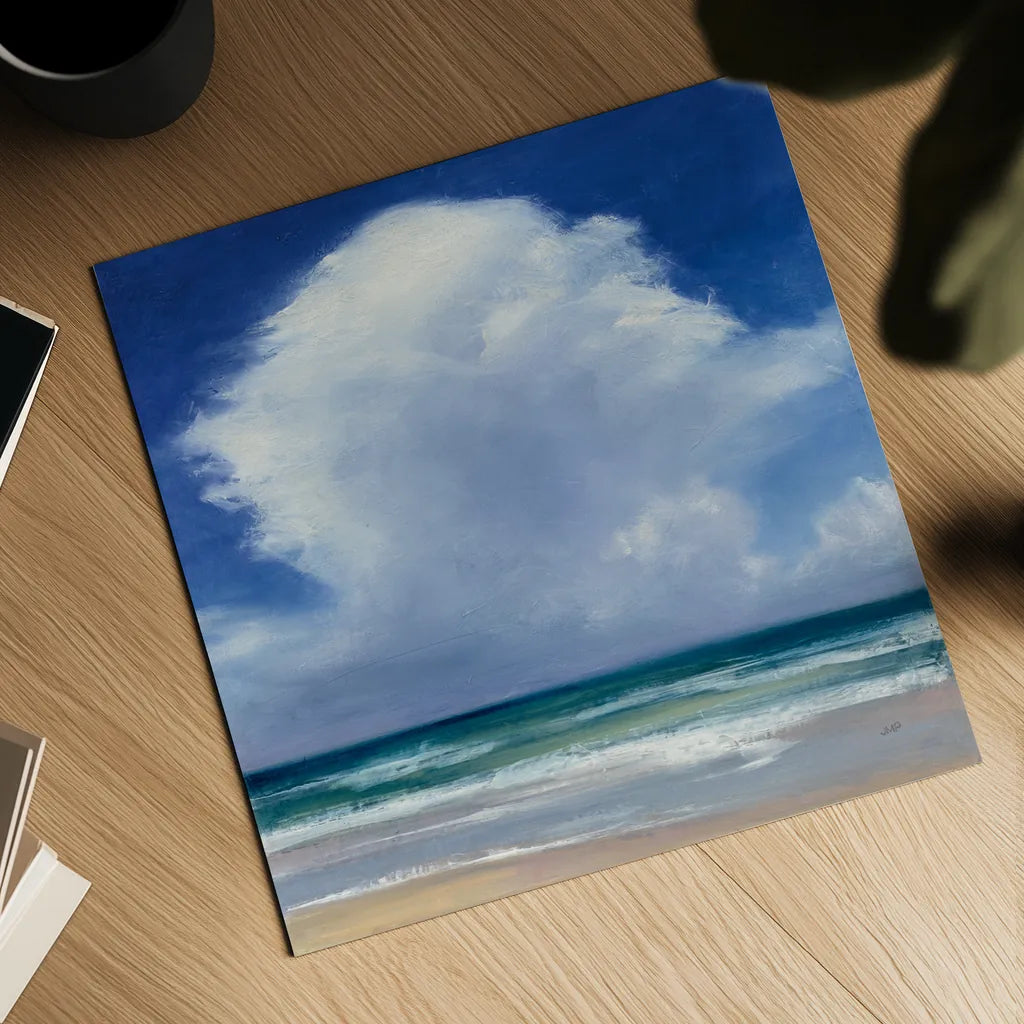 Beach Clouds II by Julia Purinton. Shown as a detailed flat fine art print, highlighting archival giclee quality. Available as an archival giclee rolled canvas, fine art paper, or poster print. SKU 33436a.