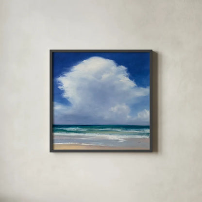 Beach Clouds II by Julia Purinton. Shown in a sleek black glass frame for a contemporary gallery look. Available as an archival giclee rolled canvas, fine art paper, or poster print. SKU 33436a.