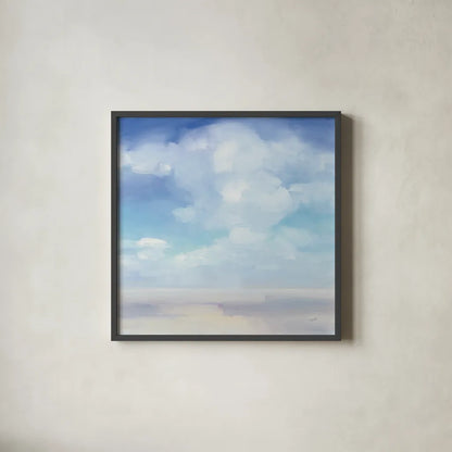 Beach Sky by Julia Purinton. Shown in a sleek black glass frame for a contemporary gallery look. Available as an archival giclee rolled canvas, fine art paper, or poster print. SKU 73768a.
