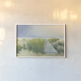 Beach Walk by Julia Purinton. shown as a paper print in a white frame. Available as a archival giclee rolled canvas, fine art paper, or poster print. SKU 46969i.