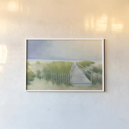 Beach Walk by Julia Purinton. shown as a paper print in a white frame. Available as a archival giclee rolled canvas, fine art paper, or poster print. SKU 46969i.