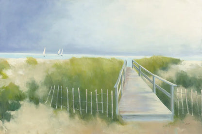 Beach Walk with Boats by Julia Purinton. SKU 48171i. Archival Giclee Fine art print for wall decor.