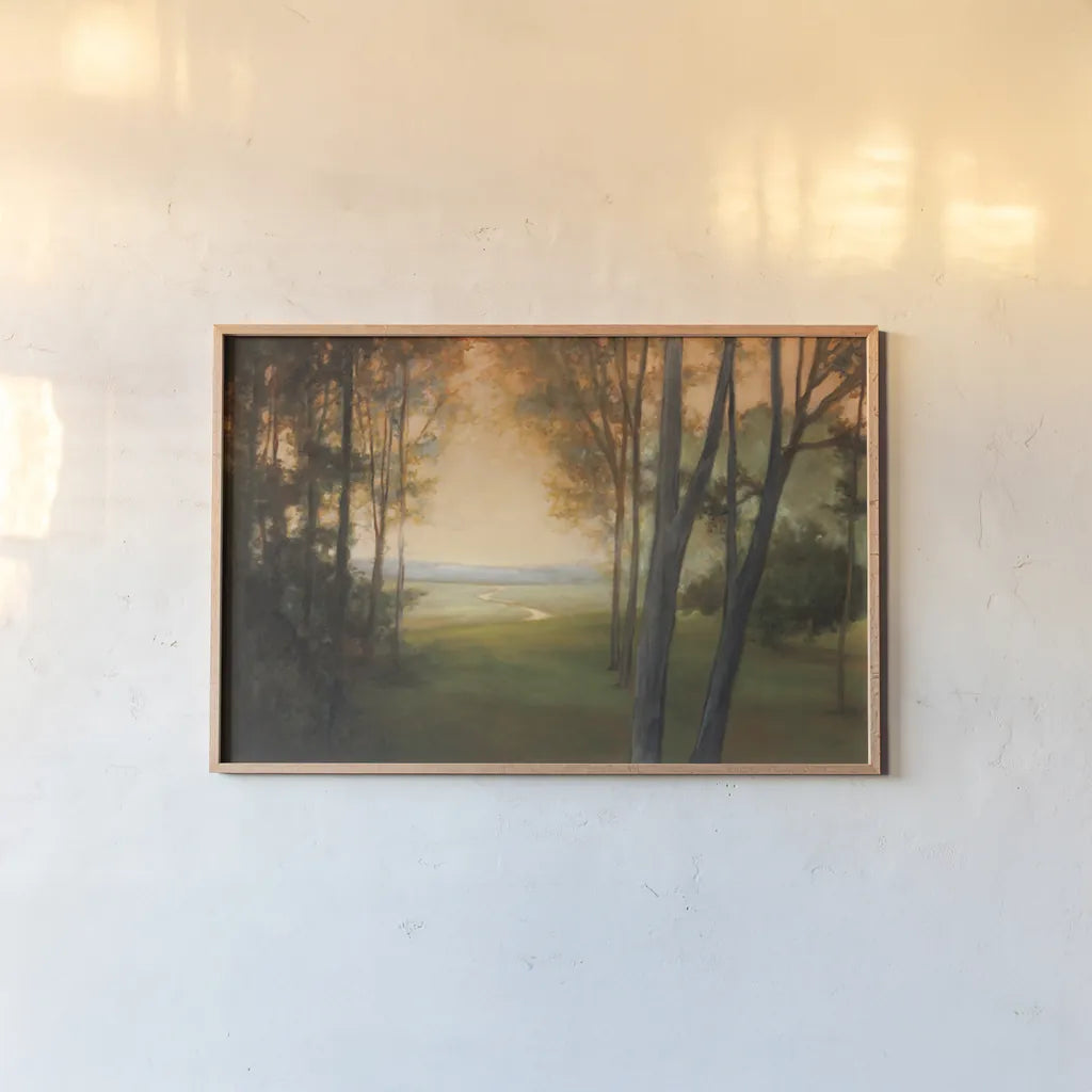 Between the Worlds by Julia Purinton. shown as a paper print in a natural frame. Available as a archival giclee rolled canvas, fine art paper, or poster print. SKU 5066i.