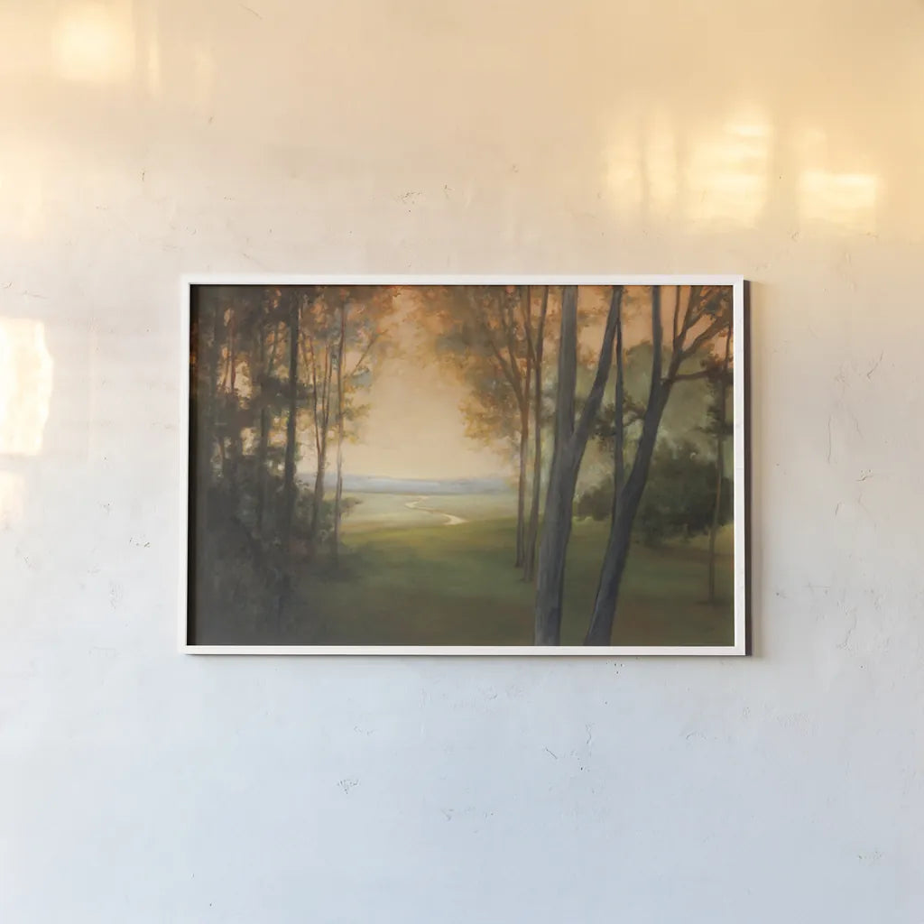 Between the Worlds by Julia Purinton. shown as a paper print in a white frame. Available as a archival giclee rolled canvas, fine art paper, or poster print. SKU 5066i.