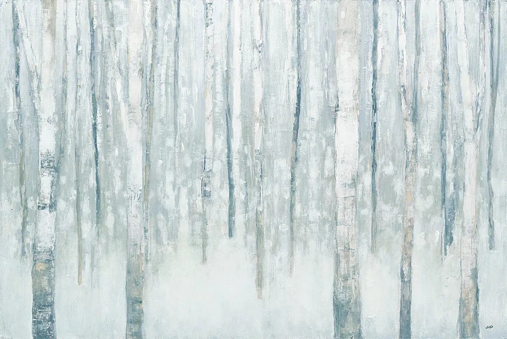 Birches in Winter Blue Gray by Julia Purinton. SKU 21964i. Archival Giclee Fine art print for wall decor.