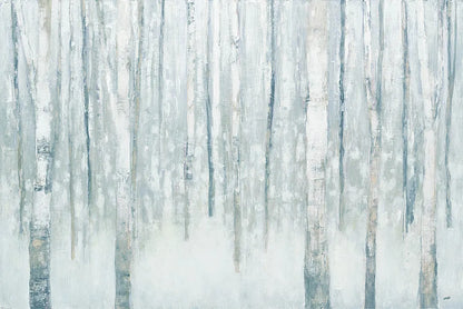 Birches in Winter Blue Gray by Julia Purinton. SKU 21964i. Archival Giclee Fine art print for wall decor.