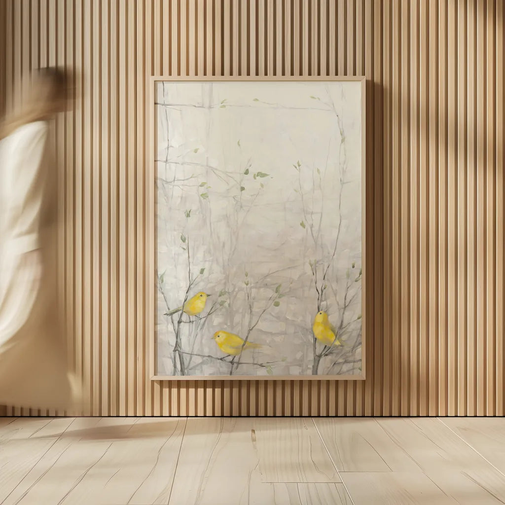 Birds in Trees I by Julia Purinton. shown as over sized large wall art. Available as an archival giclee rolled canvas, fine art paper, or poster print. SKU 70138h.