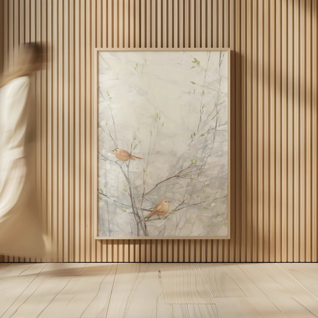 Birds in Trees II Brown by Julia Purinton. shown as over sized large wall art. Available as an archival giclee rolled canvas, fine art paper, or poster print. SKU 72208h.