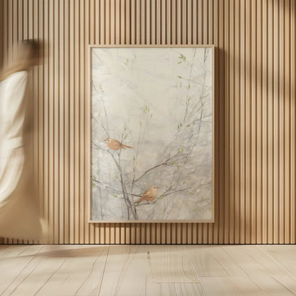 Birds in Trees II Brown by Julia Purinton. shown as over sized large wall art. Available as an archival giclee rolled canvas, fine art paper, or poster print. SKU 72208h.