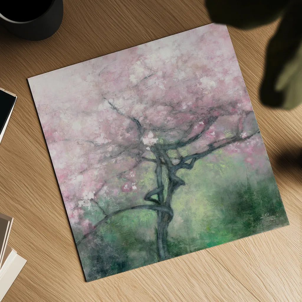 Blooming Apple Tree by Julia Purinton. Shown as a detailed flat fine art print, highlighting archival giclee quality. Available as an archival giclee rolled canvas, fine art paper, or poster print. SKU 63247a.