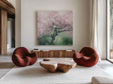 Blooming Apple Tree by Julia Purinton. Shown as extra-large giant wall art in a modern living room. Available as an archival giclee rolled canvas, fine art paper, or poster print. SKU 63247a.