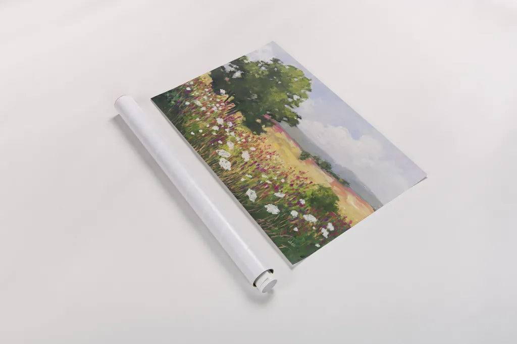 Blooming Horizon by Julia Purinton. shown as a rolled paper print. Available as archival giclee rolled canvas, fine art paper, or poster print. SKU 95726i.